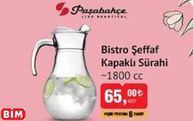 PAŞABAHÇE BİSTRO ŞEFFAF KAPAKLI SÜRAHİ